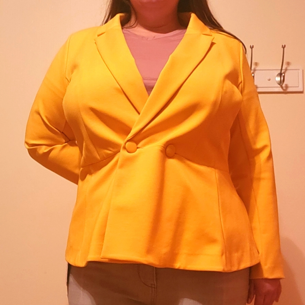 Eloquii Peplum Stretch Blazer Size 20W Color: Golden Yellow New w/ tags